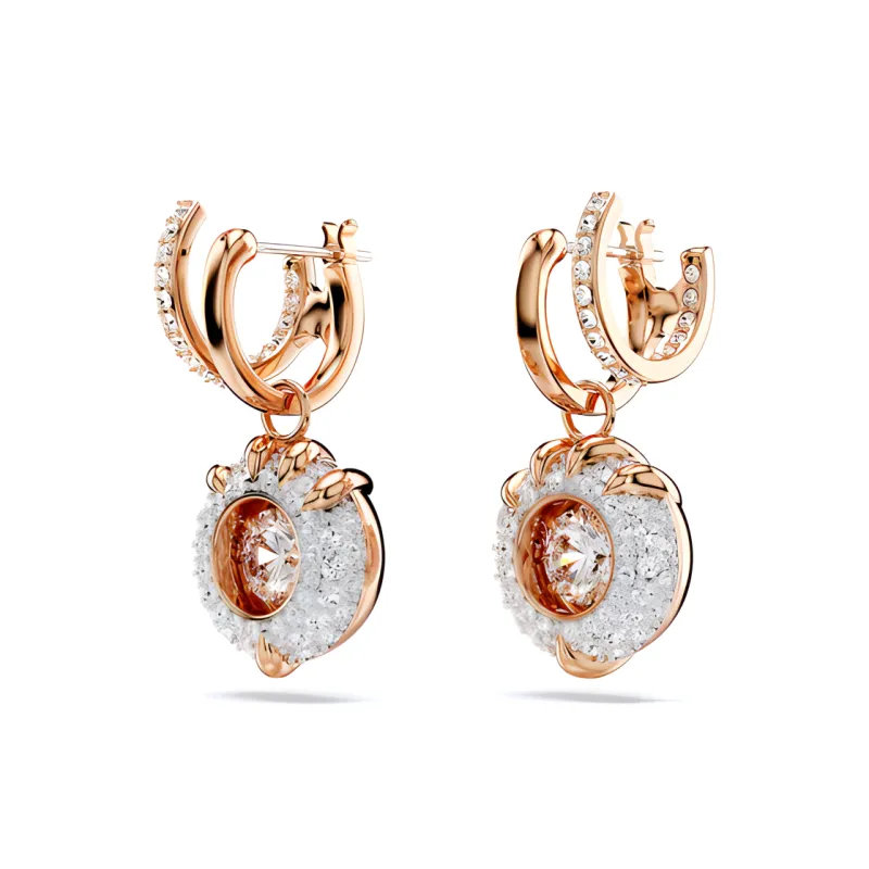 Swarovski Cubic Zirconia Faux Crystal Rose Gold-Plated Earrings Women's Gold/White-2