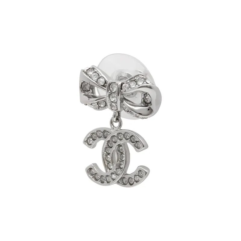 CHANEL Stud Earrings Women's Silver-3