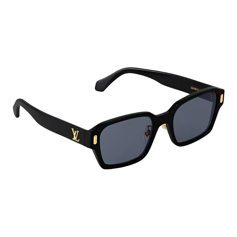 LOUIS VUITTON Metal Acetate Square Sunglasses Men's Black-1