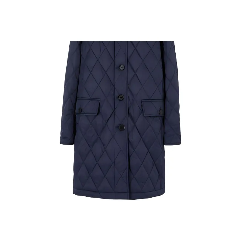 Burberry Detachable Hood Diamond Quilted Coat Navy-4