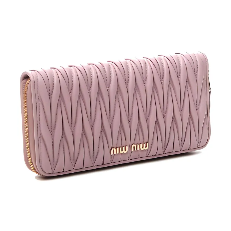 MIU MIU Matelassé Leather Card Holder, Wallet Women's Pink-2
