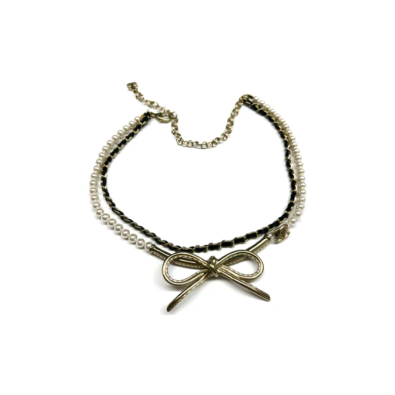 CHANEL Necklaces Women's Black/Silver-1