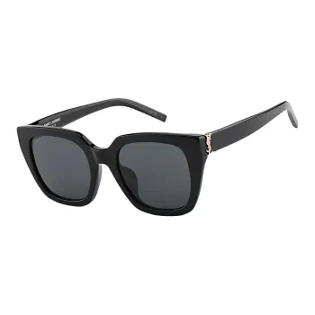 SAINT LAURENT Plate Frame Irregular Shape Sunglasses Women's Black
