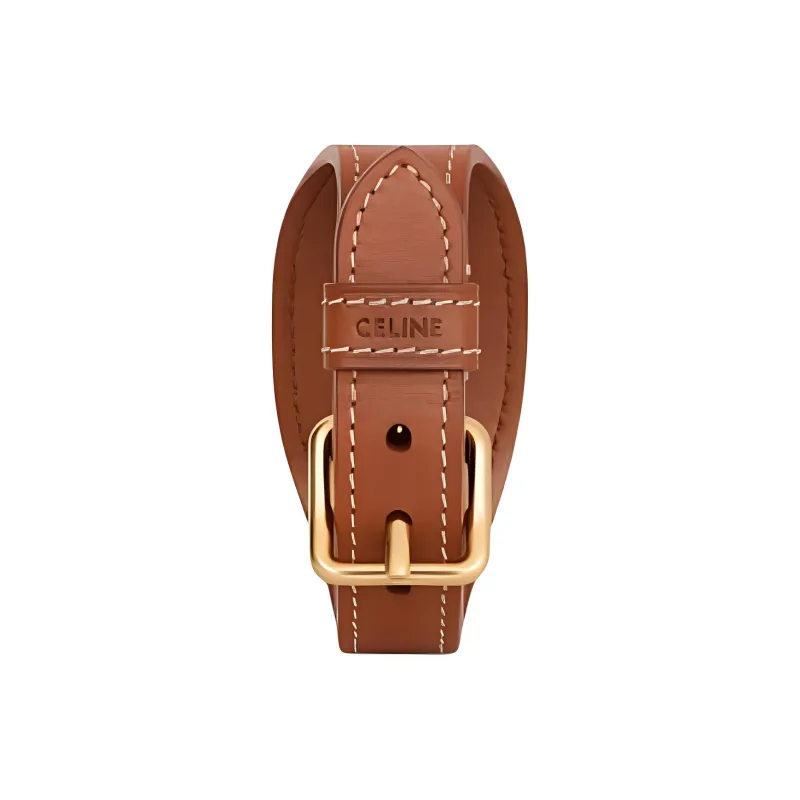 CELINE Les Cuirs CELINE Bracelet In Calfskin And Brass With Gold Finish-2