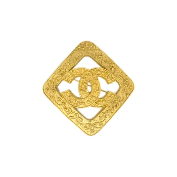 CHANEL 1994 Embossed finish CC logo Diamond shaped Brooch