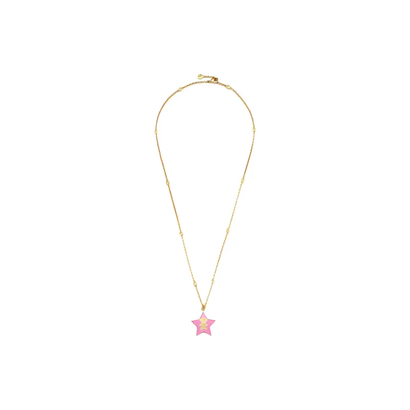 GUCCI Metal Necklaces Women's Gold/Pink-0