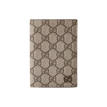 GUCCI Canvas Passport Holder Men's Beige & Ebony