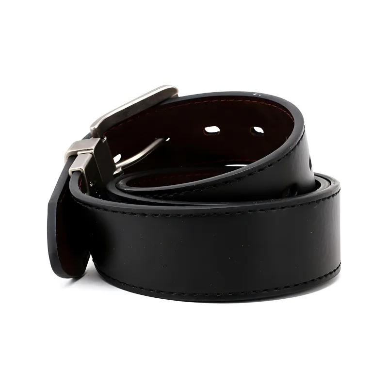 Levis Letter Logo Badge Pin Buckle Leather Belts Men's Black Width 3.7cm-1