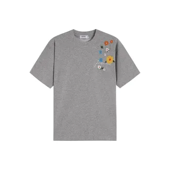 POPWAVE T Shirt Unisex Gray Double Sided Embroidery