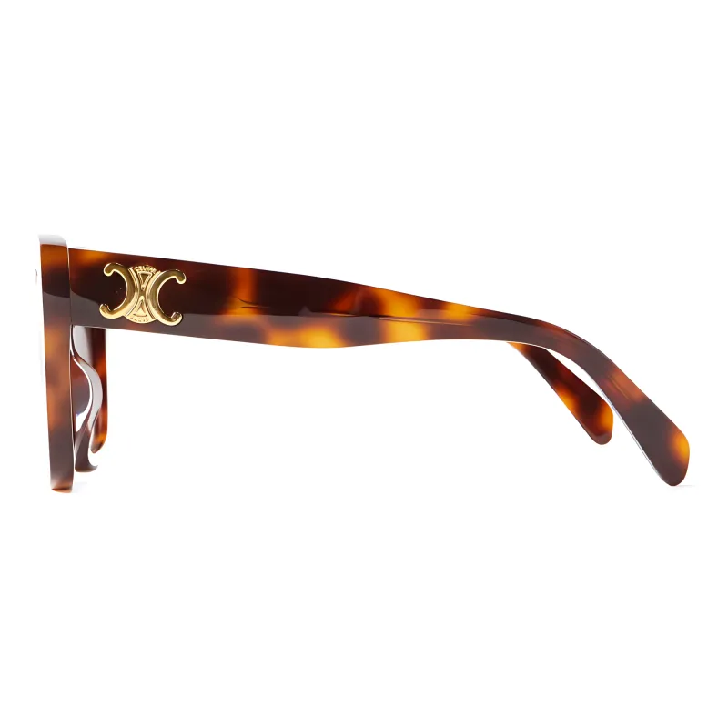 CELINE Acetate Irregular Shape Sunglasses Women's Tortoiseshell-2
