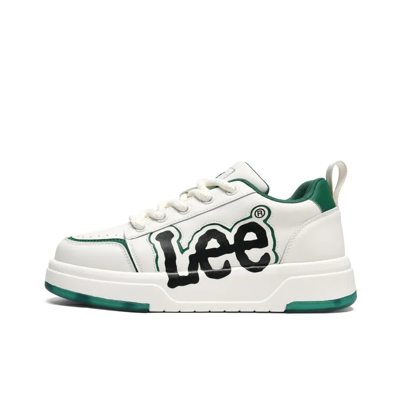 Lee Trendy Versatile, Fashion Minimalist Style White Sneakers Low Top Skateboard Shoes Men's-6