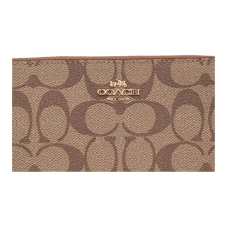 COACH Wristlet Canvas With Leather Pochette Handheld Wrist Bag Small Size Women's Tan Monogram-4