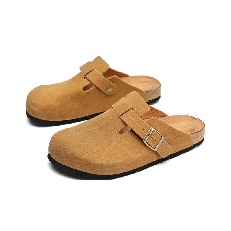 Magelly Cork Sole Slip Resistant Abrasion Resistant Quiet Wrap toe Slippers Unisex-36
