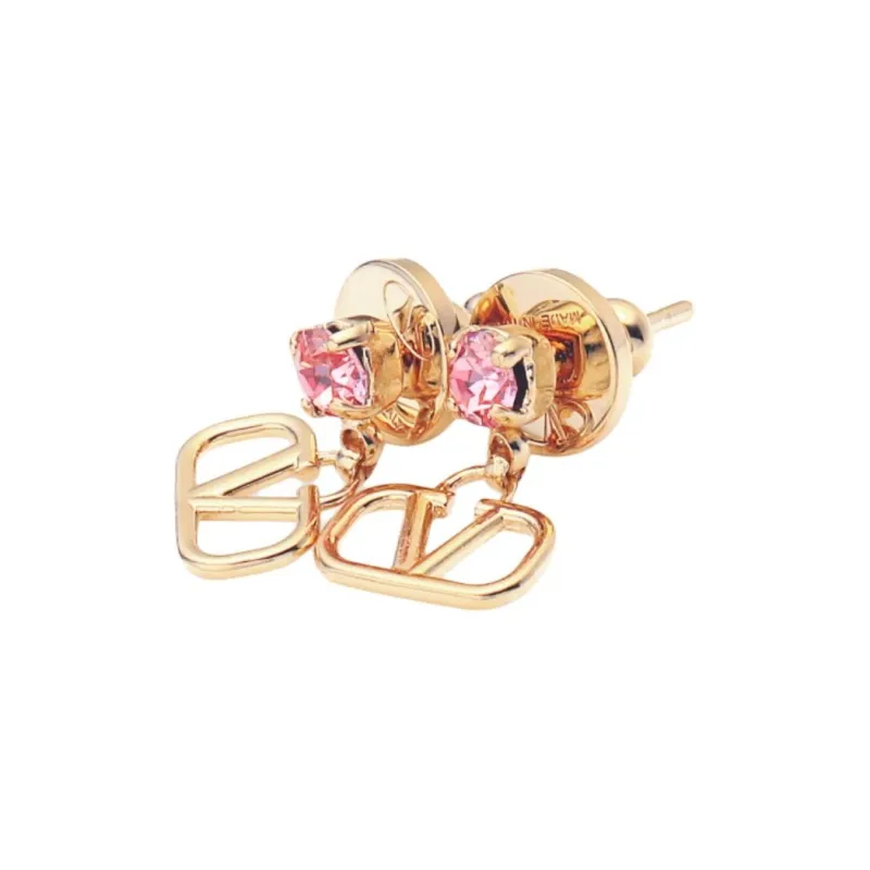Valentino Brass, Crystal Earrings Unisex Gold-1