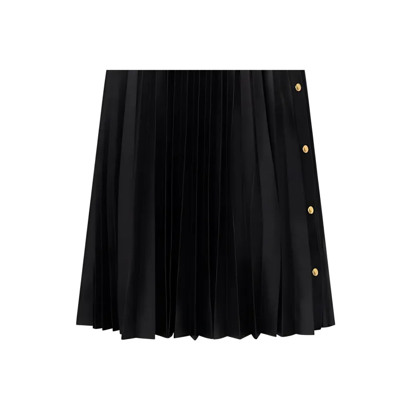 LOUIS VUITTON Pleated Leather Midi Skirt-4