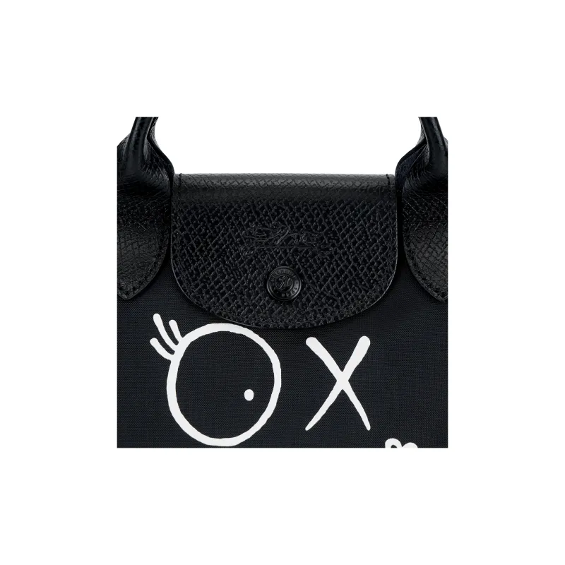 LONGCHAMP ANDRÉ Collaboration Le Pliage Canvas Dumpling Bag, Crossbody Bag, Handbag Mini Unisex Black-4