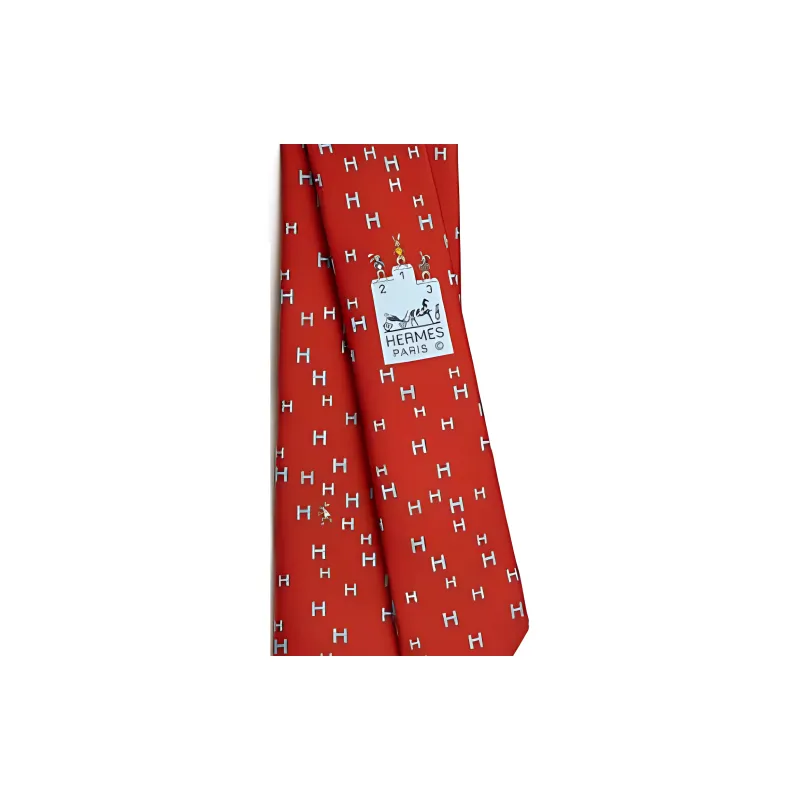 HERMES Mulberry Silk Ties Men's Red-1