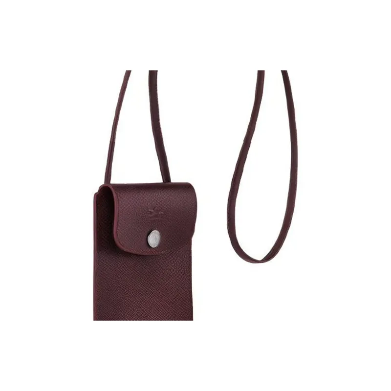 LONGCHAMP Le Pliage Green Cow Leather Shoulder Bag, Crossbody Bag, Cell Phone Pouch Regular Men's Deep Red-3