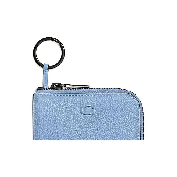 COACH Card Case Cow Leather Key Pouch Mini Women's Blue-4