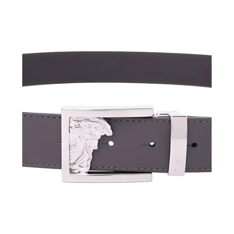 VERSACE Medusa Logo Smooth Buckle Cow Leather Leather Belts Men's Brown-2
