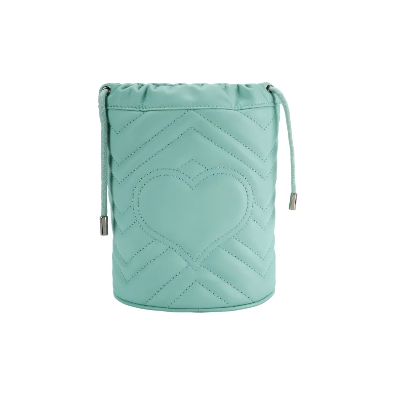 GUCCI GG Marmont Leather Bucket Bag, Chain Bag, Shoulder Bag, Crossbody Bag Mini Women's Green-2