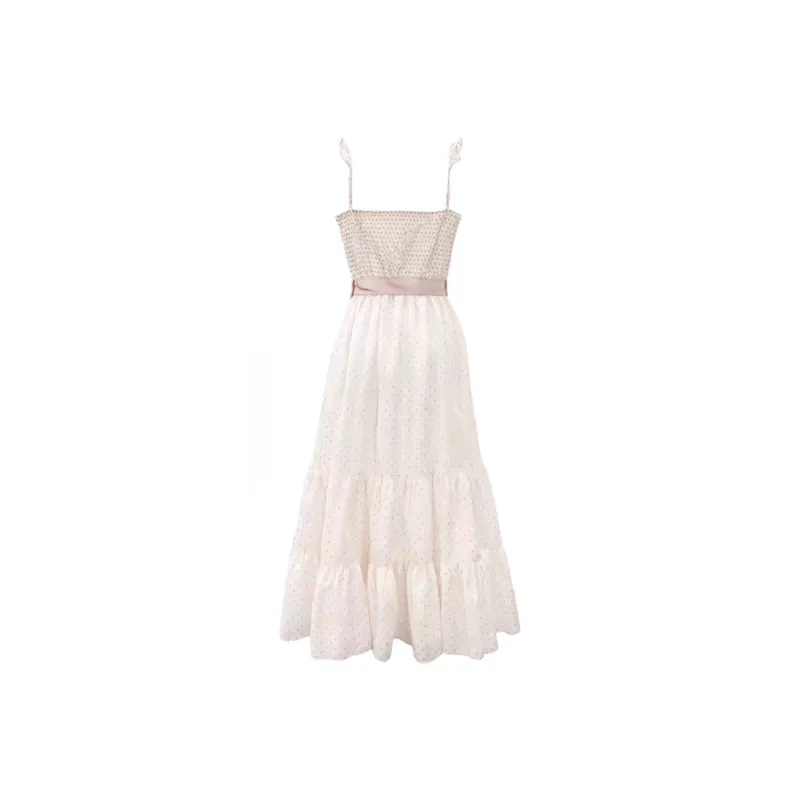 HeartyBite Slip Dress Women's Pink Polka Dot Maxi Skirt-1