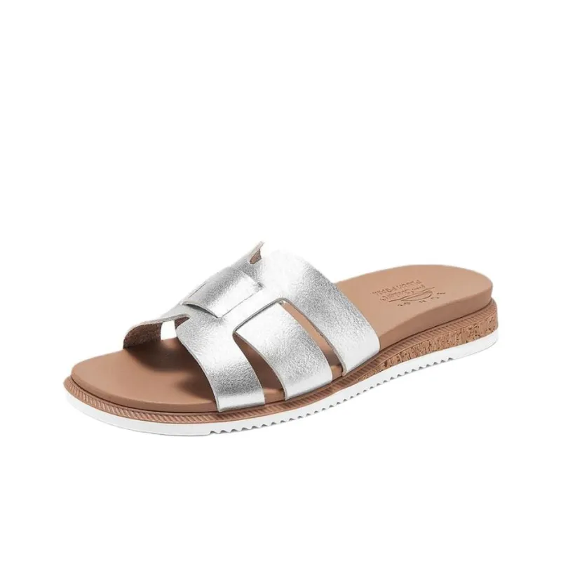 Skechers Slip Resistant Abrasion Resistant Slide Slippers Women's Silver-2