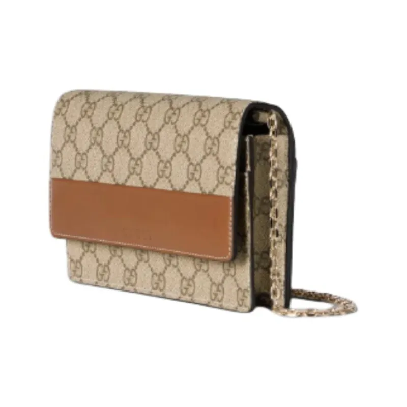 GUCCI GG Emblem Leather Shoulder Bag, Wallet Women's Brown-1