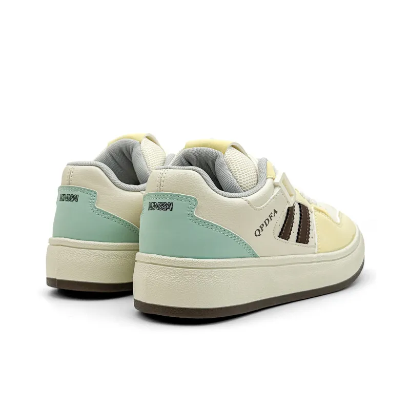 Mengsai Coverage Abrasion Resistant Low Top Skateboard Shoes Women's Yellow Brown-5