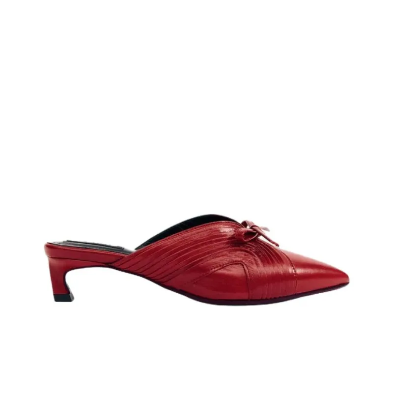 ALOHAS Closed Toe Slippers 4.5cm Women's Red-1