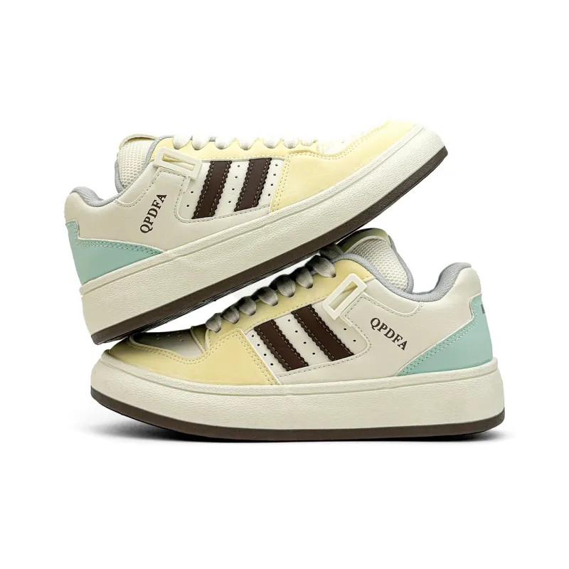 Mengsai Coverage Abrasion Resistant Low Top Skateboard Shoes Women's Yellow Brown-4