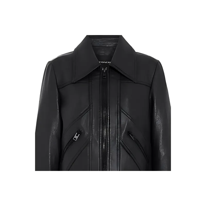 COACH Leather Jackets Women's Black-4