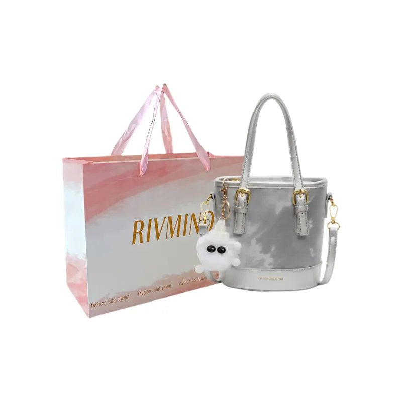 RIVMIND PU Shoulder Bag Women's White/Silver/Pink/Brown/Black-6
