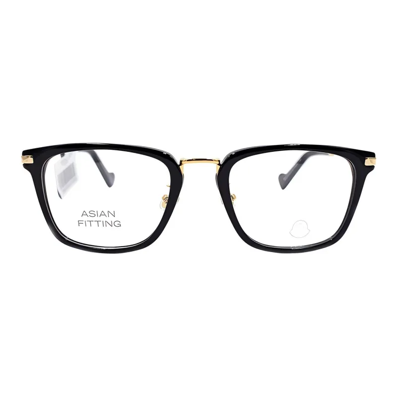 Moncler Plate And Metal Square Eyeglass Frames Men's Black Gold-1