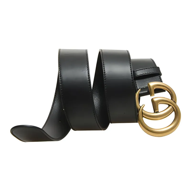 GUCCI GG Gold Plate Buckle Belt Unisex Width  4cm-2
