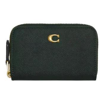 COACH Zip Around Leather Coin Purses Wallets Small Size Women's Dark Green