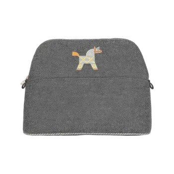 HERMES Bolide Cotton And Polyurethane Handheld Makeup Bag Women's Gray