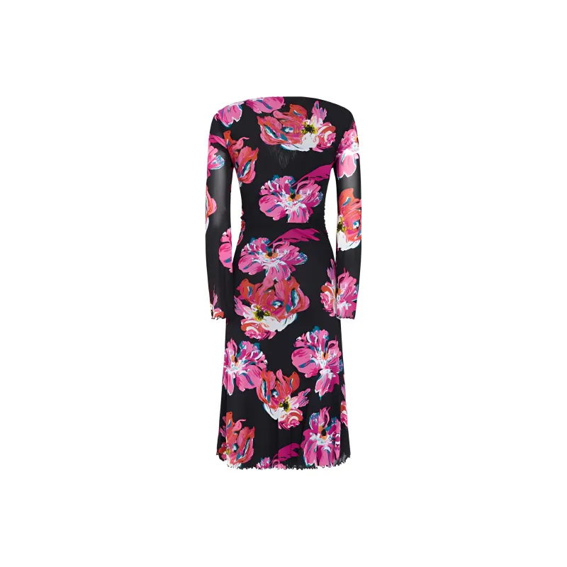 DVF Diane Von Furstenberg Painted Blossom pattern Midi Dress-1