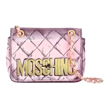 MOSCHINO Genuine Leather Crossbody Bag, Shoulder Bag Regular Women's Pink