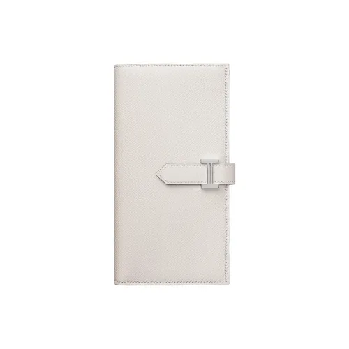 HERMES Bearn Epsom Calfskin Wallet Women's M4 Gris Pale Cream Gray