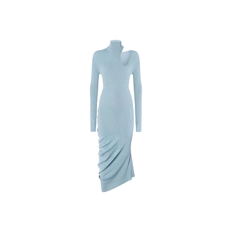 FENDI SS24 Long Sleeved Dress Women's Light Blue-1