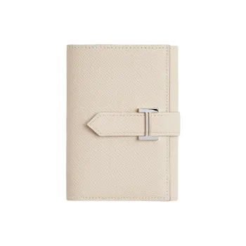 HERMES Bearn Epsom Calfskin Wallet Women's Chalk White & Gold