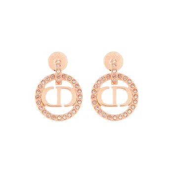 DIOR Metal Faux Crystal Earrings Women's Pink
