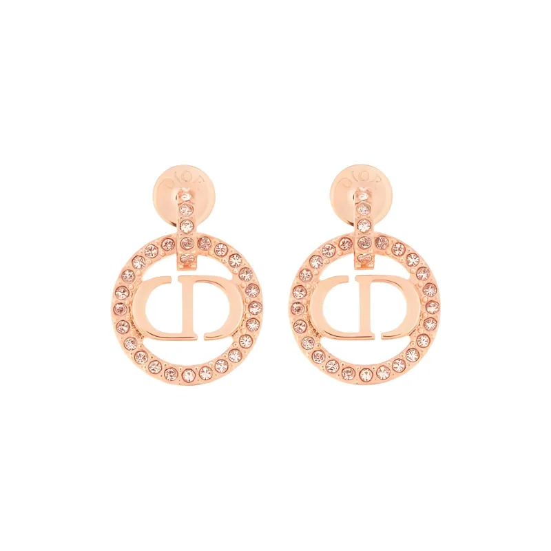 DIOR Metal Faux Crystal Earrings Women's Pink-0