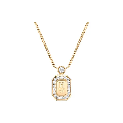 HARRY WINSTON HW Logo 18K Gold Necklaces Women's Rose Gold