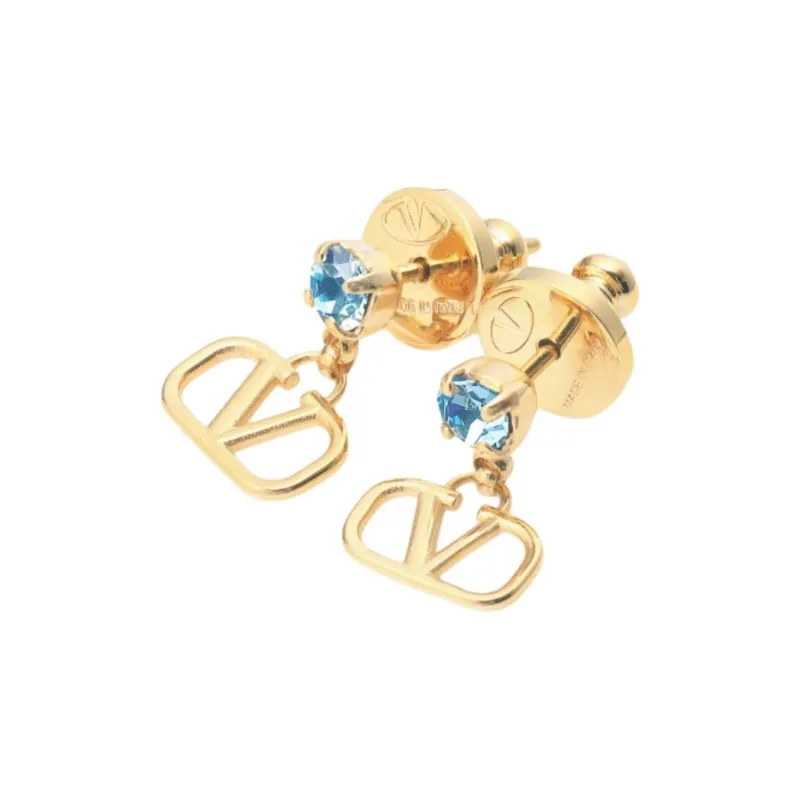 Valentino Brass, Crystal Earrings Unisex Gold-1