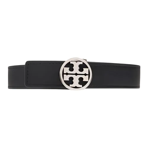 TORY BURCH Brass Leather Belts Women's Black Width  2.5CM