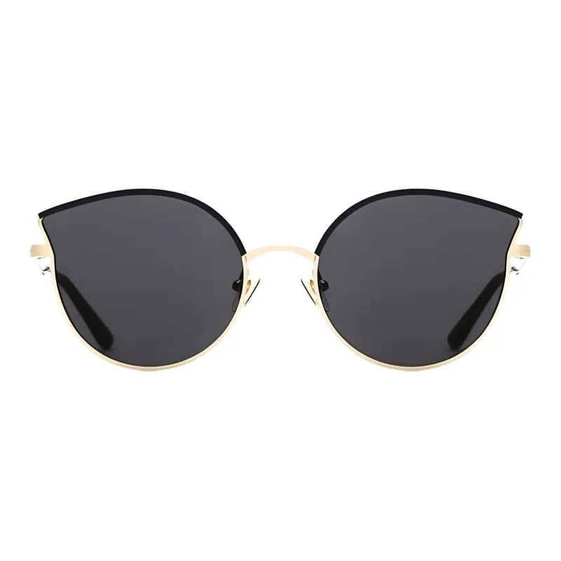 Stephane Christian Acetate Metal Irregular Shape Sunglasses Women's Black-1