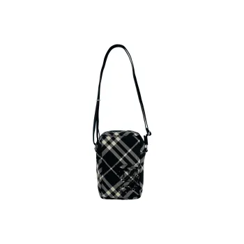 Burberry Polyester Cell Phone Pouch Men's Black & Calico