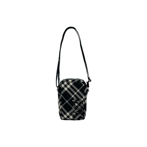 Burberry Polyester Cell Phone Pouch Men's Black & Plain White